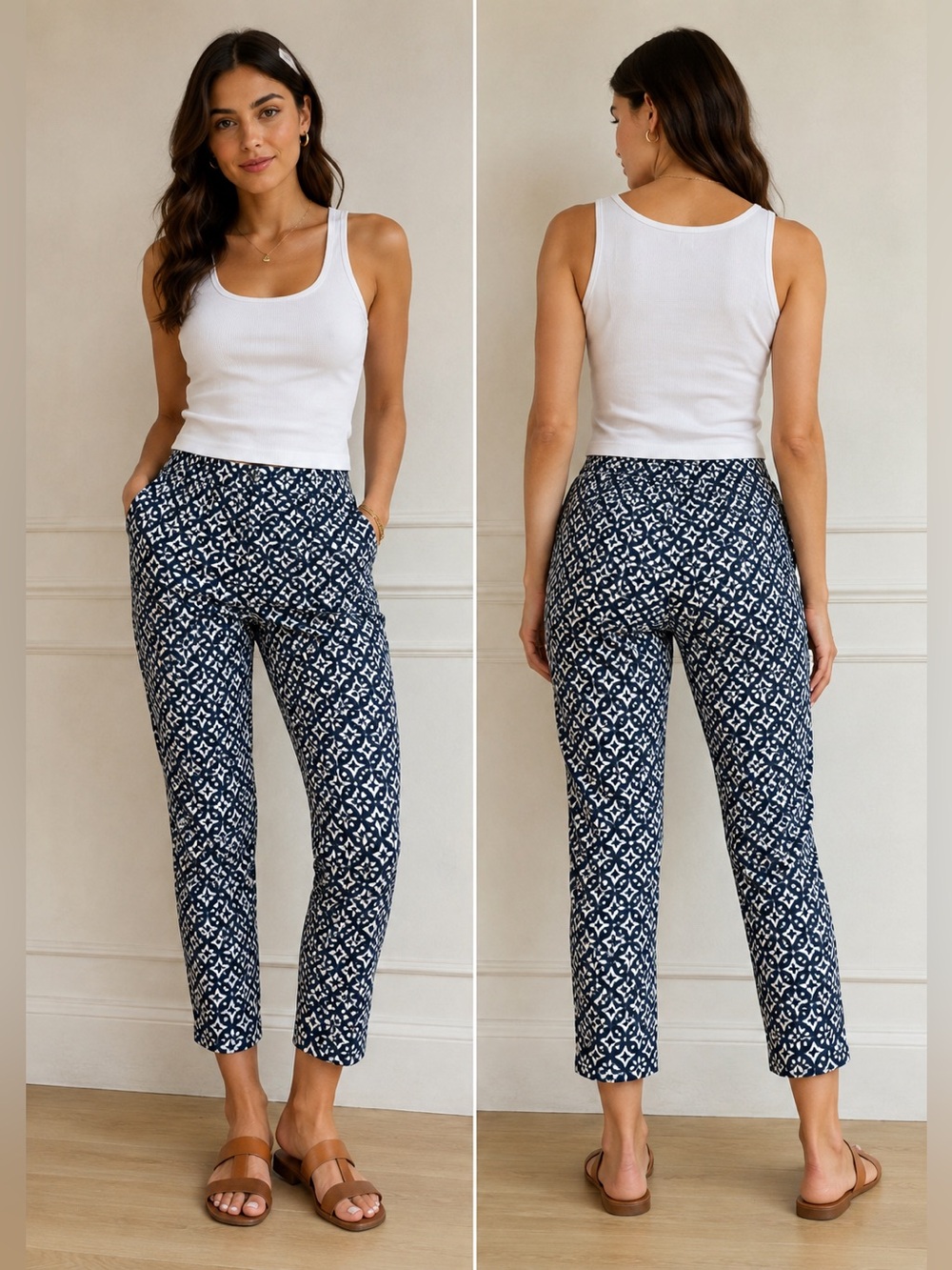 Old Navy The Diva Geometric Pattern Slim Ankle Pants